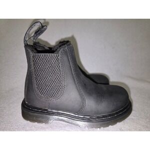 Toddler Dr Martens Black Faux Fur Lined Chelsea Boots Side Zip Pull Tab Size 9